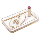 Nicole Miller - Vanity Tray, Glass Countertop Accessories, Dorm Room Essentials (Louise Collection, Clear)