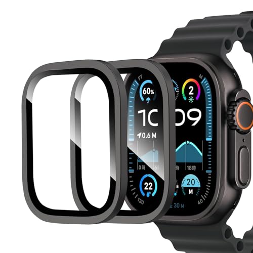 Sotarino【2枚組】ガラスフィルム For Apple Watch Ultra 3 (2025) / 2 / 1 49mm 対応 一体型 全面保護 強化ガラス保護バンパー アップルウォッチ ウルトラ3 / ウルトラ2 / ウルトラ1 専用 保護フィル