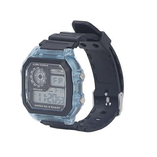 Montre sport numérique étanche luminescente bleu clair
