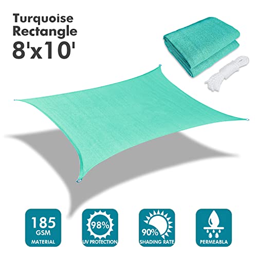 Image of KANAGAWA 8'x10' Sun Shade Sail Turquoise Curved Rectangle