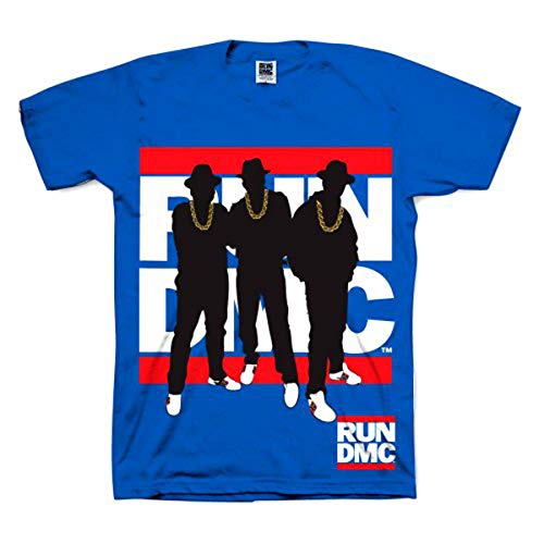 Image of Run Dmc Silhouette Official Tee T-Shirt Mens Unisex (Small) Blue