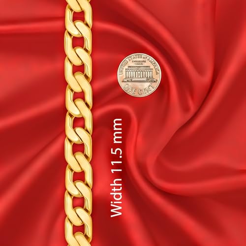 LIFETIME JEWELRY 11.5mm Flat Cuban Link Chain Necklace for Men 24k Real Gold Plated (Gold, 36 inches) by LIFETIME JEWELRY - Image 8