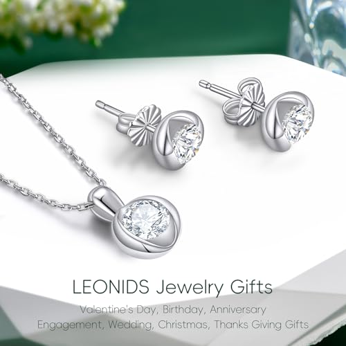 LEONIDS 1 Carat Moissanite Stud Earrings for Women - D Color VVS1 Clarit Round Cut Moissanite Earrings Hypoallergenic 925 Sterling Silver Jewelry Gifts for Mom Wife4