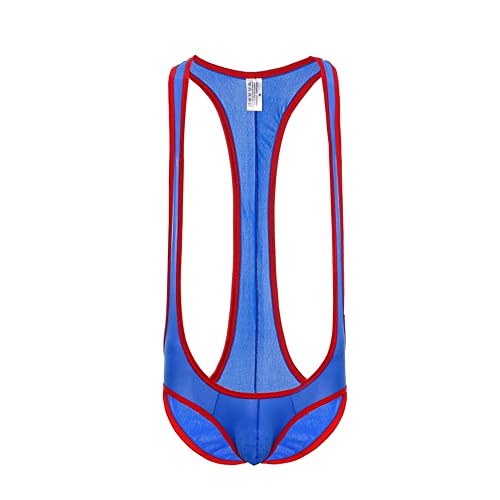 BaronHong Mens Collant IceSilk Macacões Wrestling Singlet Bodysuit JockStraps Underwear (azul,M)