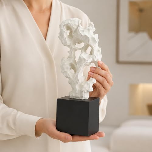 Escultura Abstracta Moderna 11.8" Resina Negra y Blanca miniatura 4