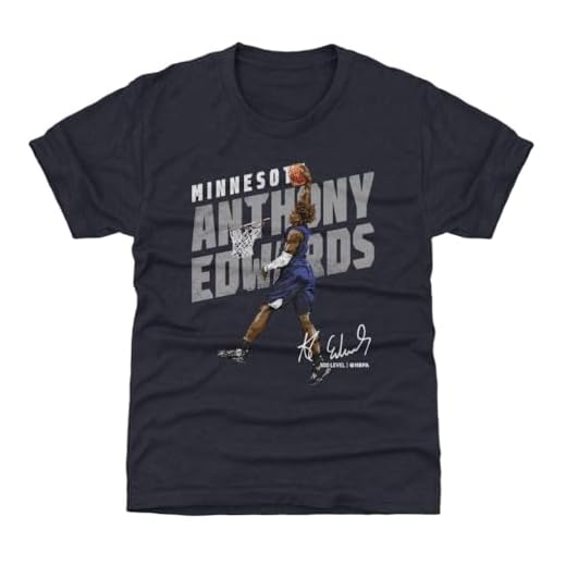 Anthony Edwards Youth Shirt (Kids Shirt, 14-16Y X-Large, Tri Navy) - Anthony Edwards Dunk WHT