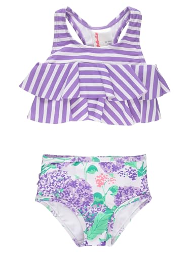 Image of RuffleButts Girls UPF50+ Sun Protection Flounce Bikini Two Piece Swimsuit