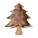Creative Co-Op Acacia Wood Christmas Tree Shaped Bowl