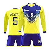 Camiseta Portero Personalizado para Niños Adultos Equipacion Futbol Portero y Pantalones Cortos con su Nombre Número Equipo Camiseta De Futbol Niño Personalizadas Mangas Largas