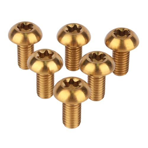 Image of 6PCS Titanium Bike Screw M5x10mm Bicycle Disc Brakes Rotor Bolts Torx T25 Head (Gold)