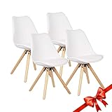 ⭐【MATERIALES PREMIUM SELECCIONADOS】: La silla de comedor está hecha de plástico PP duradero, cuero de PU, esponja de alta calidad y patas de madera de haya resistente. Una silla de alta calidad tiene una larga vida útil. La silla lateral puede soportar hasta 220 libras.