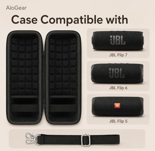 Image of Travel Carry Case for New JBL Flip 7, 6, 5, 4, 3 Portable Speaker, Shockproof, Dustproof, Protective Cover Storage Bag (Black Inside)
