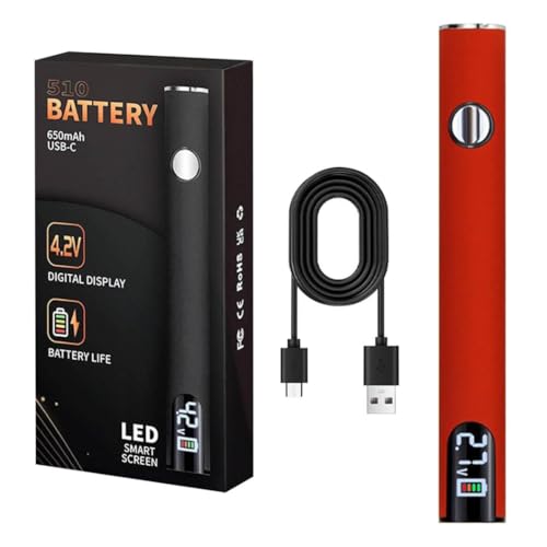 Portable Soldering Iron Kit with LED Display, USB Rechargeable, Suitable for Home Appliance Electronic Kit with Connect, 510 Threaded Battery, 650mah (Red)