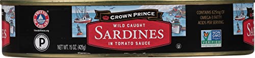 Crown Prince Sardines in Tomato Sauce, 15-Ounce Cans (Pack of 12)