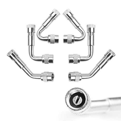Ongfuwu 6PCS 45 Degree 90 Degree 135 Degree Metal Valve Stem Extenders, Universal Vehicle Dually Valve Stem Extension for Cars SUVs Trucks Motorcycles RVs