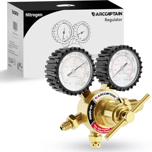 ARCCAPTAIN Nitrogen Regulator with 0-600 PSI, CGA580 Inlet Connection and 1/4'' Male Flare Outlet Connection Gauges
