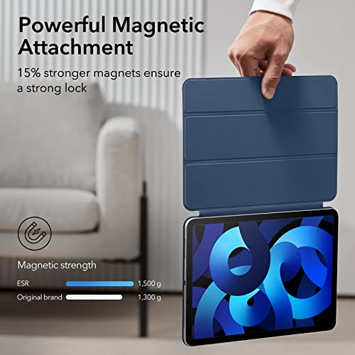Image of ESR for iPad Air 11 Inch Case M4 /M3 /M2 (2026 /2025 /2024), iPad Air 5th /4th Gen (2022 /2020), Powerful Magnetic Attachment, Slim Trifold Stand Case, Auto Wake /Sleep, Durable Protection, Navy Blue | Slim Trifold Two-Way Stand, Powerful Magnetic Attachment, Durable Protection, Auto Wake /Sleep, Rebound Series