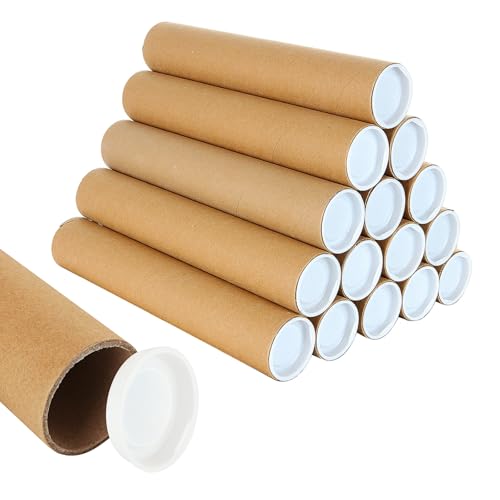 LANIAKEA 16PCS Kraft Poster Tubes 2 x 16 inch Mailing Tubes, Recyclable Shipping Tubes for Transporting, Storage