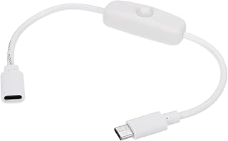 uxcell USB Type C スイッチ付き延長ケーブル 22AWG銅線 3A USB C オス-メス電源コード オンオフスイッチ付き 0.9FT/0.28m LEDストリップ デスクランプ ノートPC用充電ケーブル ホワイト