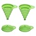 2 Pack Silicone Collapsible Funnel, Flexible/Foldable/Kitchen Funnel for Water Bottle Liquid Transfer Narrow and Wide Mouth Funnels Hopper(Green)