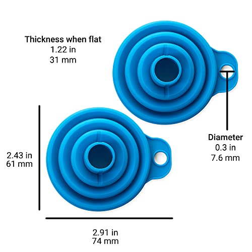 Terbold 4Pc Collapsible Silicone Funnel Set For Filling Bottles | Large & Small Spout Mini Funnels For Water, Powder, Supplements, Formula, Spices | Blue Turquoise Teal Kitchen Accessories #TOP5