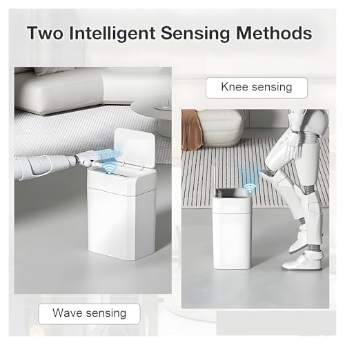 WAFOHSR Poubelle À Capteur Intelligent 12/16l, Automatique Anti-odeur For Salle De Bains, Électrique Blanche For Toilettes Stabilité Compacte(12L AND 16L) – vue 3