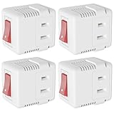 PLUGTUL 2 Prong Outlet Switch, Single Outlet with ON Off Switch, ELT Listed, 15A 125VAC 60Hz, 4Pack, White