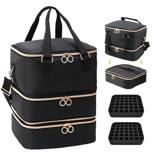 Yolispa Organizador Esmaltes de Uñas, 3 Niveles Bolsa organizadora de Esmalte de uñas con Capacidad para 84 Botellas, Organizadores Pintauñas con Divisor de Botellas Yolispa Organizador Esmaltes de Uñas, 3 Niveles Bolsa organizadora de Esmalte de uñas con Capacidad para 84 Botellas, Organizadores Pintauñas con Divisor de Botellas