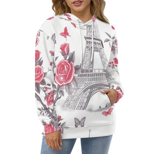 Sweatshirt Tour de Roses chaud avec capuche protectrice et poche pratique - 2