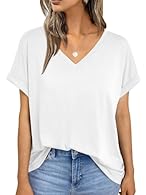 Our Tshirt tops are made of high quality fabrics, which are smooth, elastic and stretchable Super Soft,Comfy and Close to Your Skin Features:Tshirts for women trendy, Short sleeve tshirts, V neck tees,casual shirts Fashion Short Sleeve top, Solid, so...