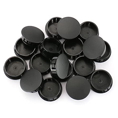 Image of Baomain 25-Pack Plastic Hole Plugs Black 1-3 /16 inch (30mm) Locking Hole Plugs HP-30 Snap-in Panel Covers for Furniture, Cabinets & Automotive