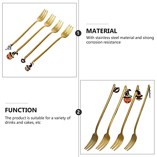 Cabilock 4 peças de colheres de café de dia das bruxas, colher de chá de gelo de aço inoxidável, col
