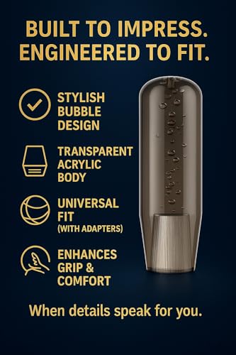Image of Sukichi Car Gear Knob Stylish 15 cm | Universal Car Gear Shift Knob | Auto Transmission Stick Shifter | Car Interior Accessory | Anti Slip Gear Shift Knob | (Long Bubble, Black)