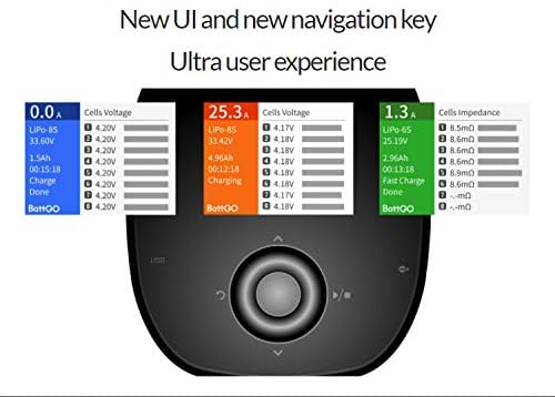 ISDT T8 Smart Charger showing UI and navigation key