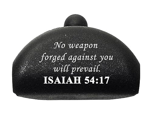 NDZ Performance JP6 Grip Plug for Glock Gen 4-5 G17 G19 G22 G23 G24 G31 G32 G34 G35 – Black Insert, Custom Laser Engraved Design with White Color Fill – Bible Isaiah 54:17