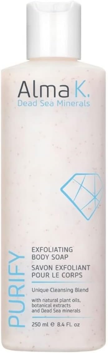 Alma K Dead Sea Minerals Exfoliating Body Soap, Infused With Natural Apricot Seed Power for Satin-Soft Skin, 100% Natural Oils - 250ml