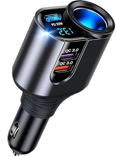 [PD3.0 & Dual QC3.0] 200W Allume Cigare USB C Rapide Chargeur Voiture pourIphon1312/11ProMax Mini/Se 2020 XR XS X 8 7/8 Plus,XS Max,Chargeur Auto Allume Cigare...