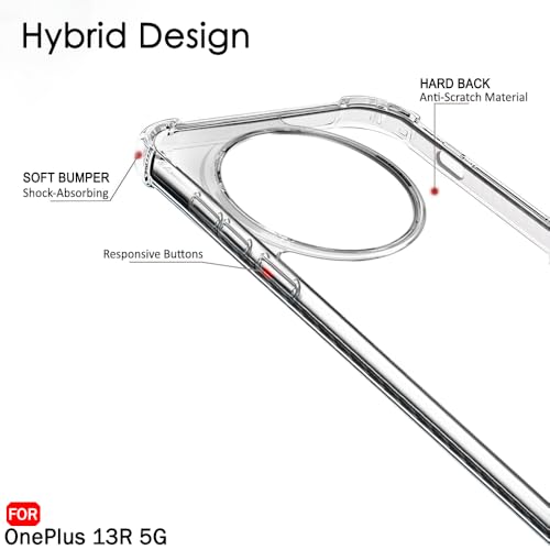 Image of TheGiftKart Crystal Clear Back Cover Case for OnePlus 13R 5G | Shock Proof 360 Protection | Hard Clear Back Cover Case for OnePlus 13R 5G (PC & TPU, Transparent Bumper)