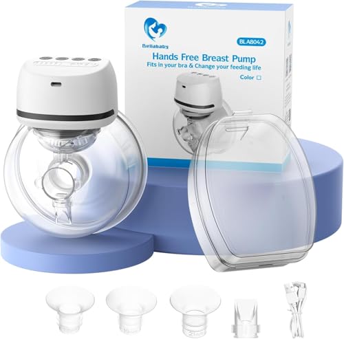 Bellababy Tire-lait Electrique Portable Mains Libres à Faible Bruit, Tire-lait Livré avec des Brides de 24 mm, 4 Modes et 6 Niveaux d'aspiration, 1 Pièces