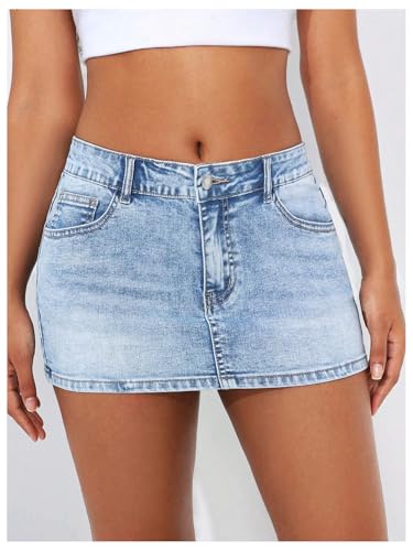 SOLY HUX Women's Summer Denim Skirt Casual Going Out Bodycon Mini Jean Skirts with Pockets3