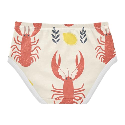 Wusikd Red Lobster Girls' Underwear Cotton Lemon Girls Briefs Soft Toddler Underwear 2T2