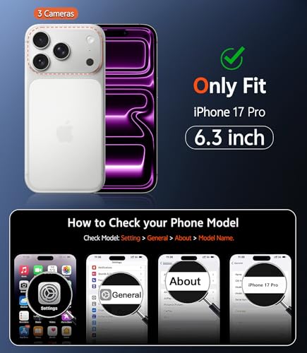 Image of FNTCASE for iPhone 17 Pro Case: Clear Magnetic Phone Cases with Screen Protector Compatible with Magsafe Slim Anti Yellowing Rugged Shockproof Protective Transparent Cell Phone Cover (B-Pink)