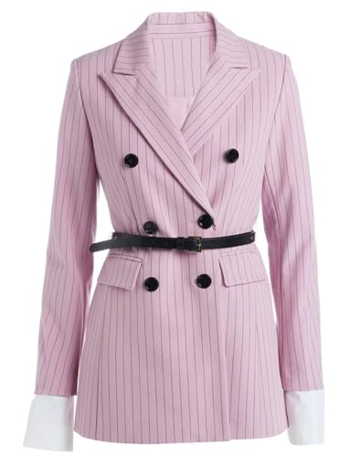 Blazer femme à rayures veste costume double boutonnage