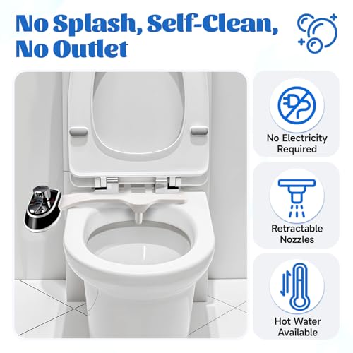 Toilet Attachment for Toilets Seat,Self-Cleaning Hot&Cold Water Bidet-Toilet Attachment for Hygiene,Non-Electric Bidets Sprayer, Adjustable Water Pressure with Bidet Hose for Feminine /Real Wash.
