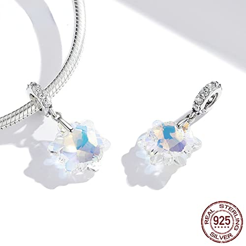 Pendentif flocon de neige en argent 925 massif et cristaux de haute joaillerie