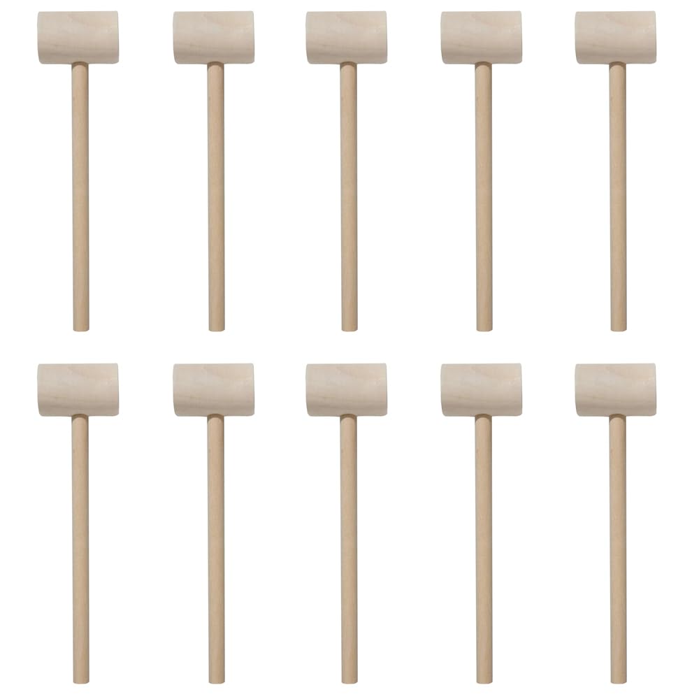10 mazos de madera, mini mazos de madera maciza para romper chocolate y artesanía en cuero, herramienta de bricolaje para carpintería (cilíndrico)