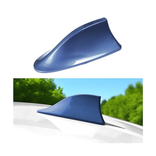 Image of Car Shark Fin Antenna Cover, Top Roof Aerial Base AM /FM Radio Signal Base with Adhesive Tape, Fashionable Automotive Top Decoration Replacement, Universal for Vehicles (Blue)