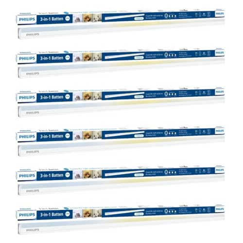 Philips 20W 3 in 1 LED Tubelight | 4ft Mood Lighting LED Tubelight with Three Color Temperatures | Scene Switch Tubelight for Home & Decoration | Color: Tunable White, Pack of 6
