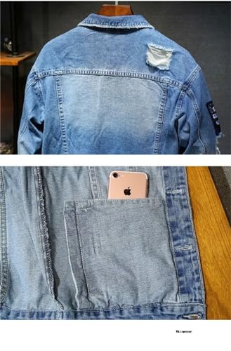 Generic Men Hip Hop Streetwear Punk Motorcycle Ripped Print Cowboy Outwear Denim Jacket Jeans Coat4