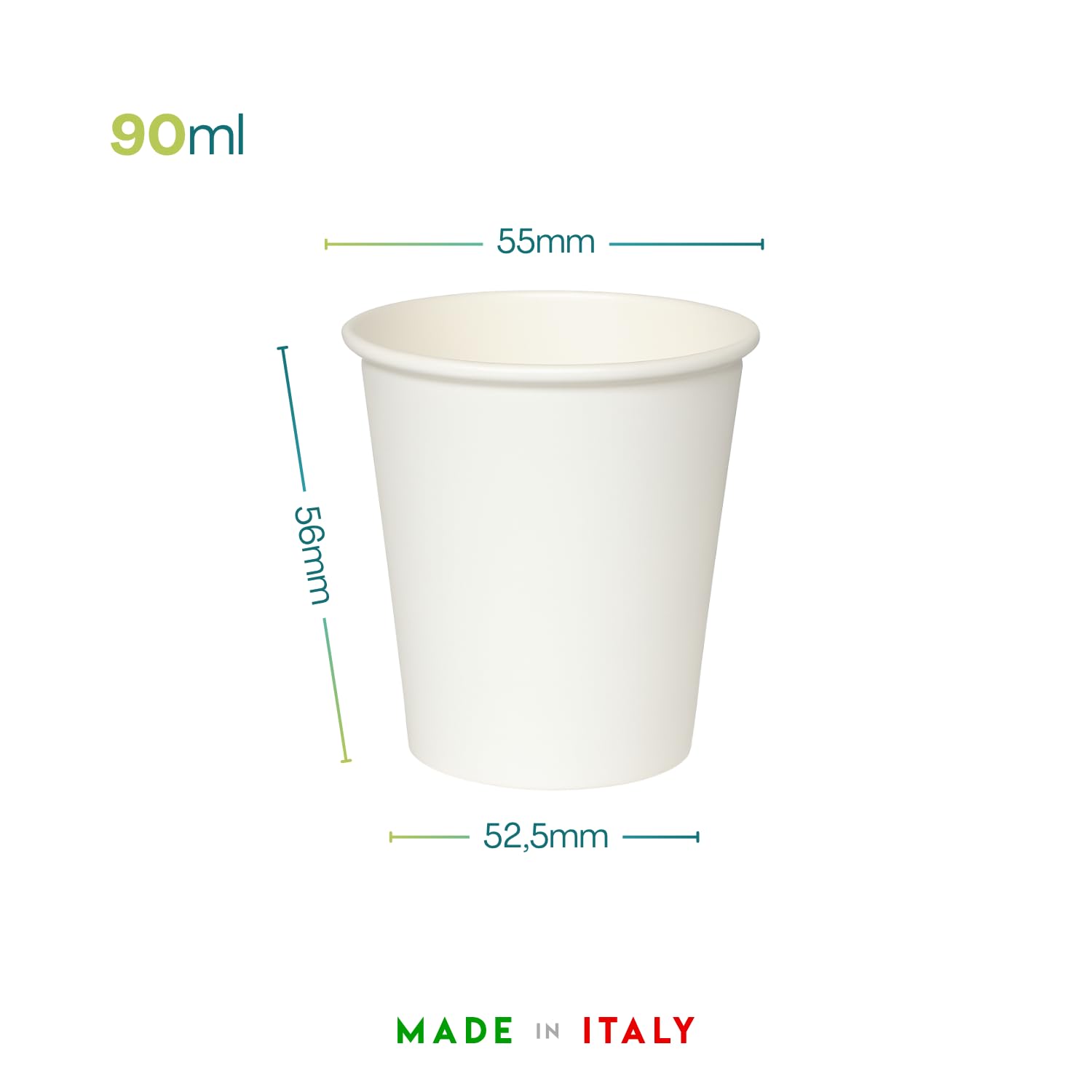 Palucart 500 bicchieri in carta per caffe 90ml colore BIANCO (3 oz) biodegradabili cartoncino
